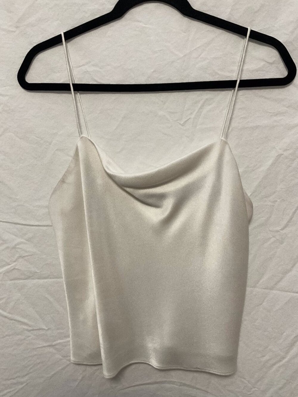 Alice + Olivia Classics White Satin Cowl Neck Cami Size L